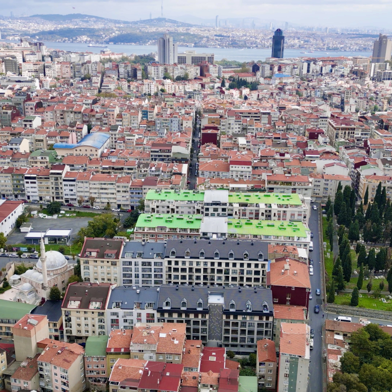 Modern architectural design of Taksim Palas with elegant exterior finishes in the heart of Istanbul