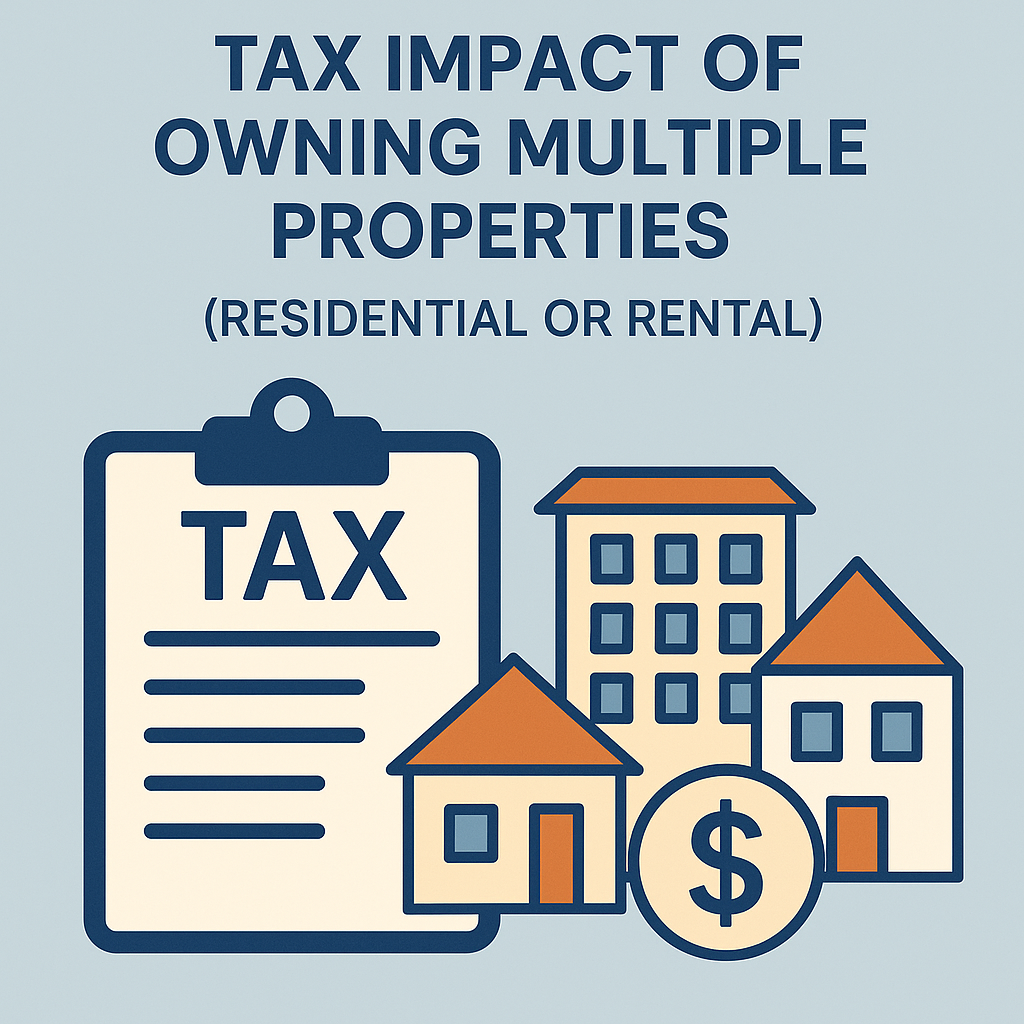 Discuss the tax impact of owning multiple properties (residential or rental)